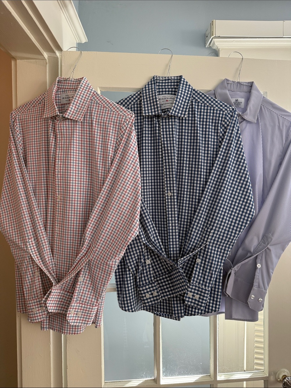 Mizzen+Main Bundle - Red/Blue Check, Navy Gingham, Light Purple Stripe